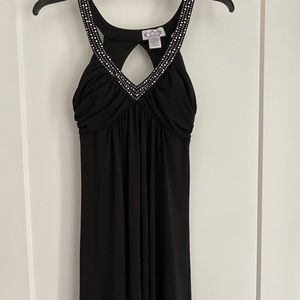 TRIXXI Elegant Black cocktail dress with rhinestone v neckline